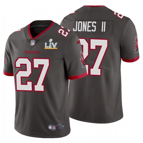 Men's Tampa Bay Buccaneers #27 Ronald Jones Grey NFL 2021 Super Bowl LV Limited Stitched Jersey